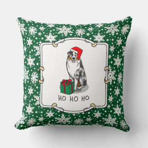 Christmas Australian Shepherd (blue merle tan/w 1) Cushion