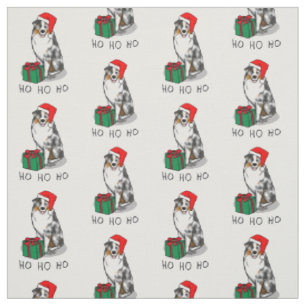 Christmas Australian Shepherd (blue merle tan/w 1) Fabric
