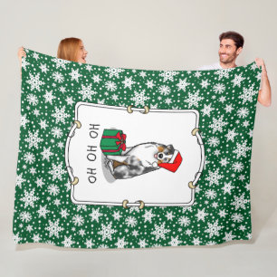 Christmas Australian Shepherd (blue merle tan/w 1) Fleece Blanket