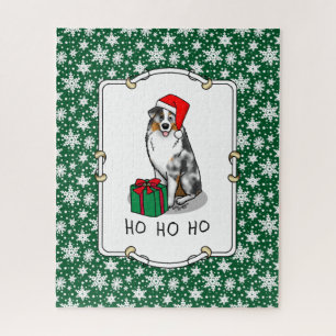 Christmas Australian Shepherd (blue merle tan/w 1) Jigsaw Puzzle
