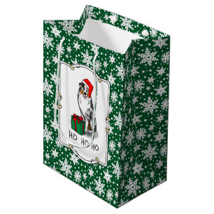 Christmas Australian Shepherd (blue merle tan/w 1) Medium Gift Bag