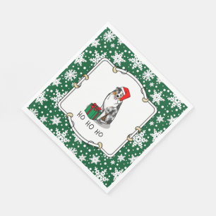 Christmas Australian Shepherd (blue merle tan/w 1) Napkin