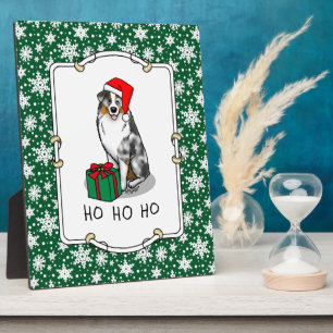 Christmas Australian Shepherd (blue merle tan/w 1) Plaque