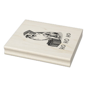 Christmas Australian Shepherd (blue merle tan/w 1) Rubber Stamp