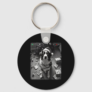Christmas Australian Shepherd Caught On Camera Key Ring