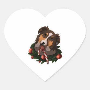 christmas australian Shepherd Classic T-Shirt Heart Sticker