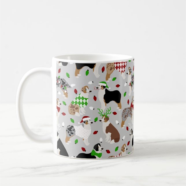 Christmas Australian Shepherd Coffee Mug (Left)
