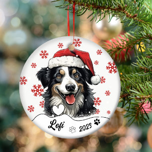 Christmas Australian Shepherd Dog Personalised Ceramic Ornament