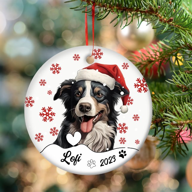 Christmas Australian Shepherd Dog Personalised Ceramic Ornament (Creator Uploaded)