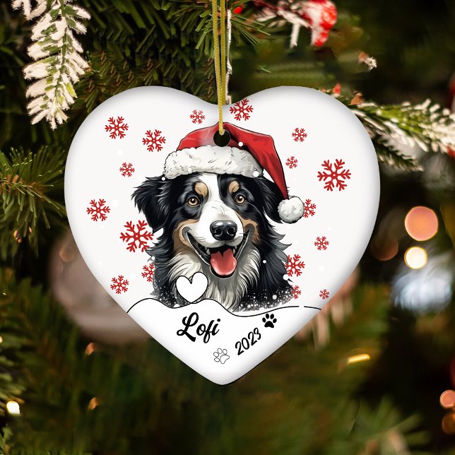 Christmas Australian Shepherd Dog Personalised Ceramic Ornament (Creator Uploaded)