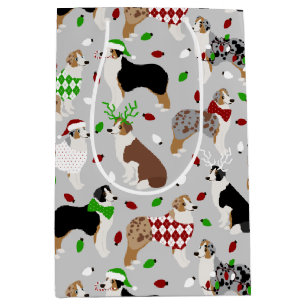 Christmas Australian Shepherd Medium Gift Bag