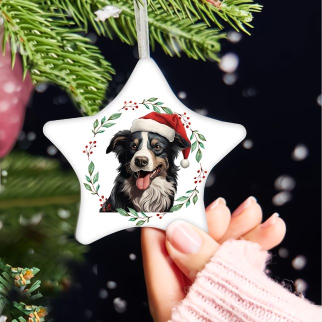 Christmas Australian Shepherd Personalised Ceramic Ornament (Creator Uploaded)