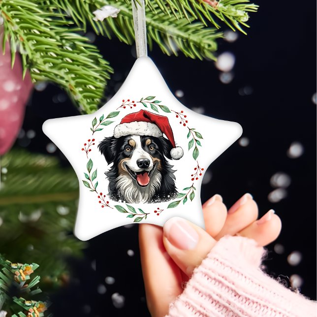 Christmas Australian Shepherd Personalised Ceramic Ornament (Creator Uploaded)