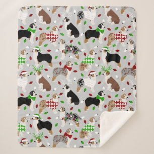 Christmas Australian Shepherd Sherpa Blanket