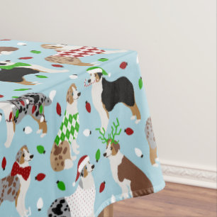 Christmas Australian Shepherd Tablecloth