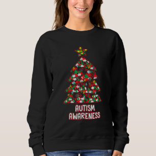 Christmas Autism Awareness tree insert  Men Women Sweatshirt