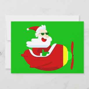 christmas aviator aeroplane pilot santa claus funn invitation