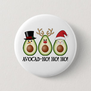 Christmas Avocado Frosty, Rudolph, and Santa 6 Cm Round Badge