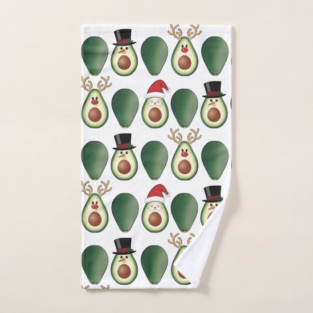 Christmas Avocado Frosty, Rudolph, and Santa Hand Towel (Hand Towel)