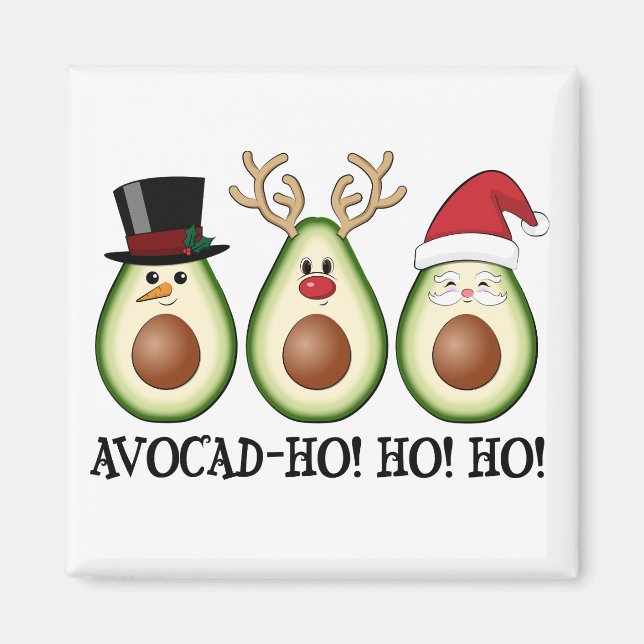 Christmas Avocado Frosty, Rudolph, and Santa Magnet (Front)