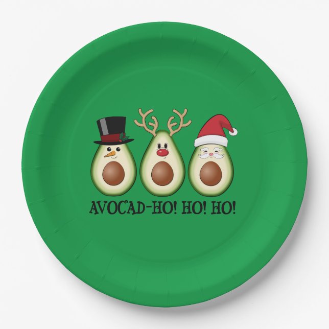 Christmas Avocado Frosty, Rudolph, and Santa Paper Plate (Front)