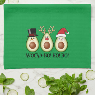 Christmas Avocado Frosty, Rudolph, and Santa Tea Towel