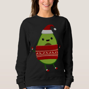 Christmas Avocado With Santa Hat And Ugly Sweater 