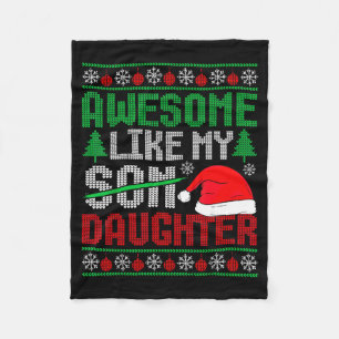 Christmas Awesome Like My Daughter Santa Hat Ugly Fleece Blanket