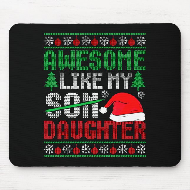 Christmas Awesome Like My Daughter Santa Hat Ugly  Mouse Pad (Front)