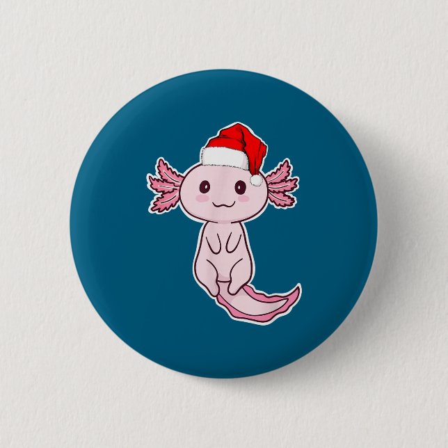 Christmas Axolotl  6 Cm Round Badge (Front)