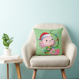 Christmas Axolotl Santa Hat Lights Japanese Cute Cushion