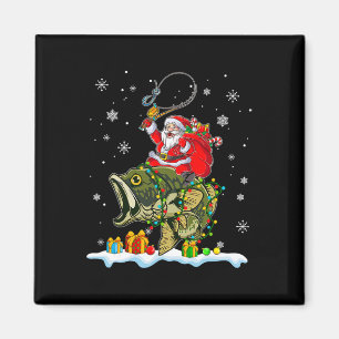 Christmas B Fishing Funny Santa Riding Fish Fisher Magnet