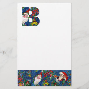 CHRISTMAS B LETTER / SANTA CLAUS WITH RED RIBBON STATIONERY