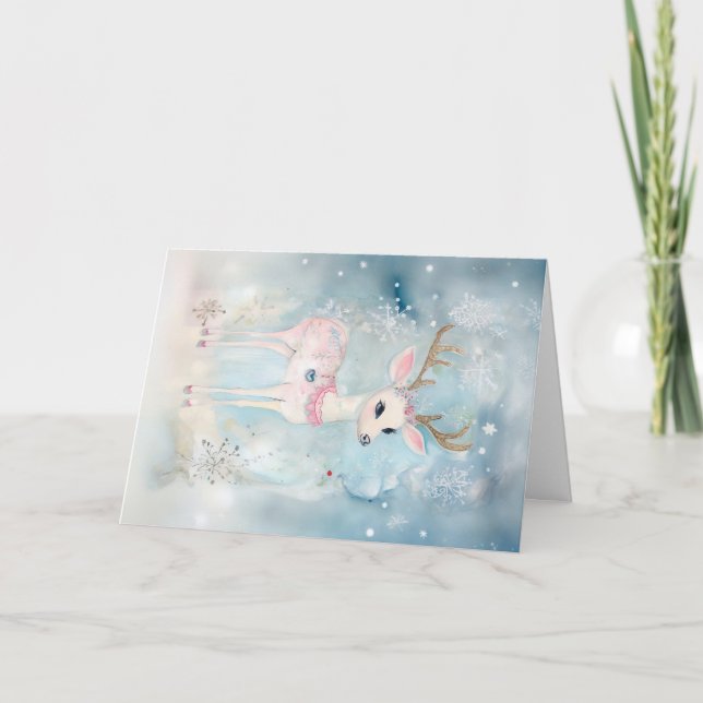 Christmas Baby Animals Deer Holiday Greeting    Card (Front)
