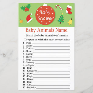 Christmas Baby Animals Name Game baby shower