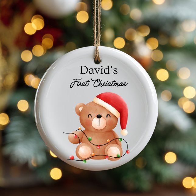Christmas Baby Bear Ornament  (Personalized Christmas Baby Bear Ornament )