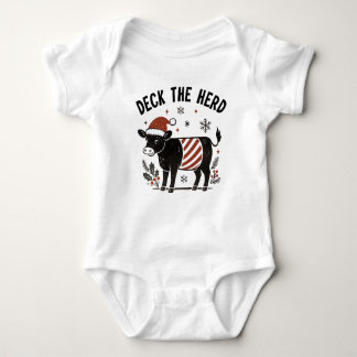 Christmas Baby Beltie Farmer Belted Galloway Cow Baby Bodysuit