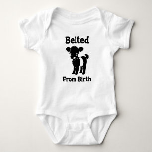 Christmas Baby Beltie Farmer Belted Galloway Cow Baby Bodysuit