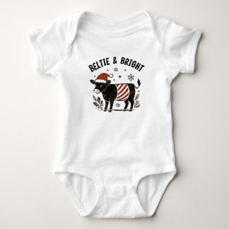 Christmas Baby Beltie Farmer Belted Galloway Cow Bodysuit