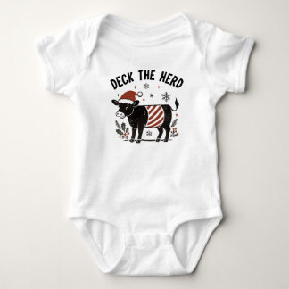 Christmas Baby Beltie Farmer Belted Galloway Cow Bodysuit