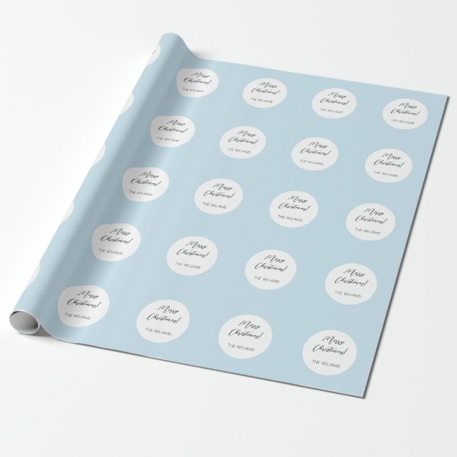 Christmas Baby Blue Simple Modern Geometric Wrapping Paper (Unrolled)