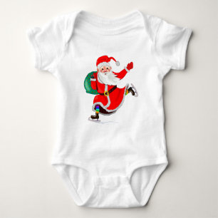 Christmas Baby Bodysuit Santa with Gift
