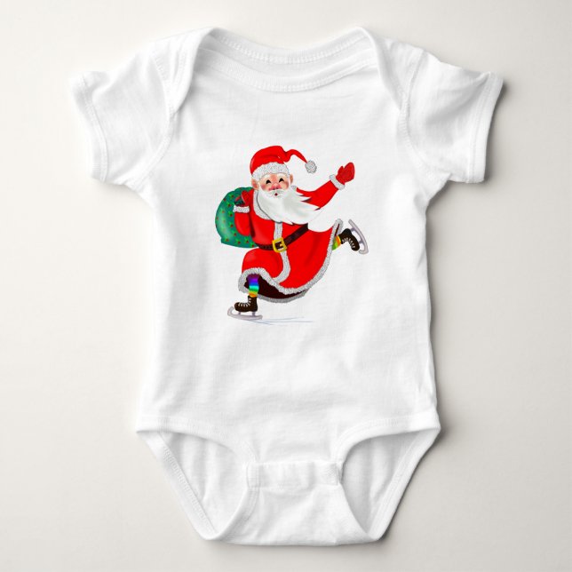 Christmas Baby Bodysuit Santa with Gift (Front)