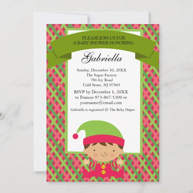 Christmas Baby Boy Elf - Baby Shower Invitation (Front)
