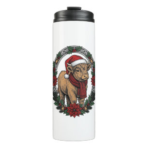 Christmas Baby Calf Vintage Engraving Holiday Shir Thermal Tumbler