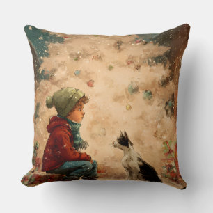 Christmas Baby & Cat Pillow – Soft, Snuggly & Full