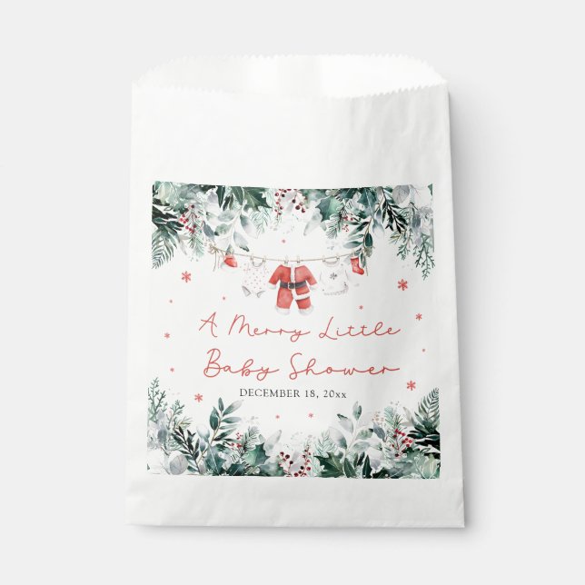 Christmas Baby Clothes A Merry Little Baby Shower Favour Bag (Front)