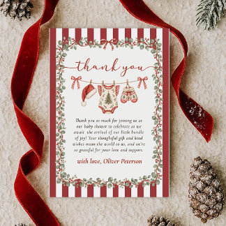 Christmas Baby Clothes Baby Shower Thank You Card
