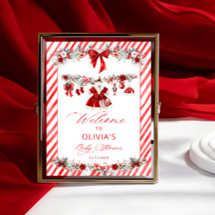 Christmas Baby Clothes Girl Baby Shower Welcome Poster