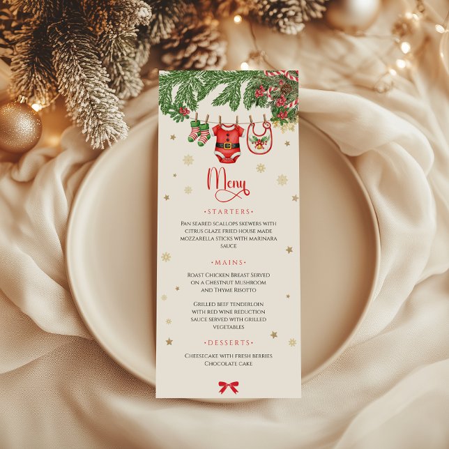 Christmas Baby Clothes Line Menu Card (Creator Uploaded)